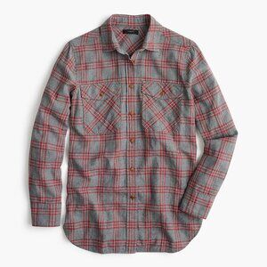 J.Crew Boyfriend Flannel Shirt in Pewter Plaid 6
